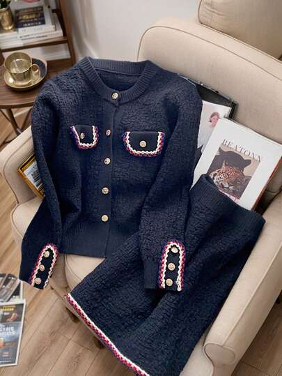 时尚纯色开衫＆飘逸短裙两件套