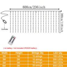 Bedroom Backdrop Lighting String, Wedding Birthday Party Decoration, Holiday Celebration Party Decor, With Remote Control, USB Port