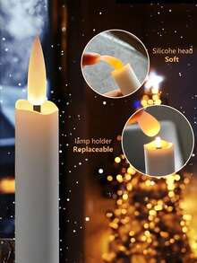 12pcs Flameless Candles With Remote Control Timer Or Dimmer, LED Flickering Candles, Battery Operated Window Candles; 1/2/3/6/9pcs Flameless Cone Flickering Candles With 10-Key Remote Control; Window Candles; Valentine's Day, New Year, Thanksgiving Fireplace Decor, Home Wedding Decor, Halloween, Easter, Holiday Party, Christmas Electronic Candles - White - View 5