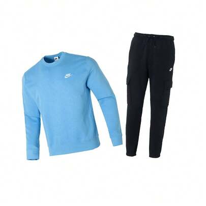 Nike 男士套裝運動休閒套裝舒適寬鬆衛衣柔軟輕便長褲BV2667-412+FN3806-010