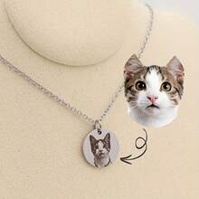 Collier personnalisé avec photo d'animal de compagnie, portrait photo gravé sur mesure, collier commémoratif en acier inoxydable plaqué or pour chat et chien, bijou familial, cadeau commémoratif pour amateurs d'animaux de compagnie, cadeau de Noël et de Thanksgiving - Multicolore - Voir 5