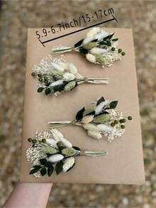 迷你干花花束，瓶插迷你干花，节日礼物，花瓶插花，婚礼中心装饰，DIY鲜花，波西米亚风迷你花束 - 綠色 - 查看 6