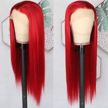 13x4 Free Part Mint Green Long Straight Lace Front Wigs Glueless Long Silky Straight Wigs Pre Plucked HD Lace 180% Density Light Green Wig Soft Free Part Wear And Go Lace Front Wigs For Fashion Women Party & Daily Wear 26 Inch - 紅色 - 查看 2