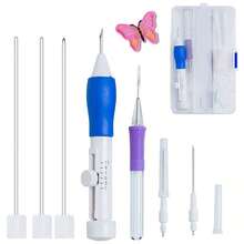 1套刺绣入门套装，含魔术笔、50支彩色绣线、绣针 - DIY戳绣工艺套装，适合初学者，花卉图案（颜色随机） - 彩色 - 查看 15