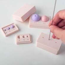 1个/2个软陶圆形模具，手工粘土圆球珠定位穿孔工具，带容量测量功能，适合初学者软陶首饰制作的工艺工具 - 杏色 - 查看 7