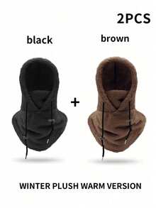 1pc Solid Color Warm Fleece Balaclava, Breathable & Skin-Friendly, For Autumn & Winter - Multicolor - View 23