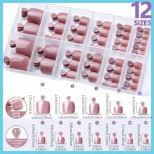 120 Pcs False Toenails White Color Square Shape Press On Nail Tips With Nail Glue Adhesive Tabs Toe Nail Art Kit For Pedicure Home Salon Vacation Travel Use - Coffee - 查看 2