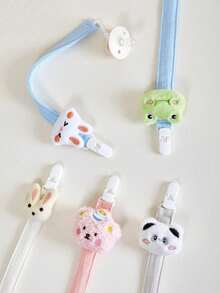 1pc Newborn Cartoon Plush Pacifier Clip, Baby Pacifier Holder Chain, Infant Doll Anti-Lost Strap (Random Color/Style) - Multicolor - View 10