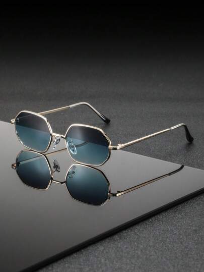 一副男士金属窄方框功能性男女通用复古时尚眼镜，适合街头、滑板、户外活动