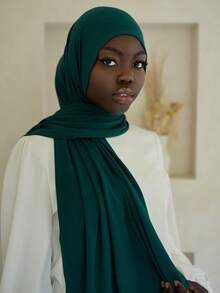 1件装女士加大码针织头巾，柔软纯色优质棉质针织发带，适合穆斯林日常佩戴，斋月和开斋节期间也可佩戴。