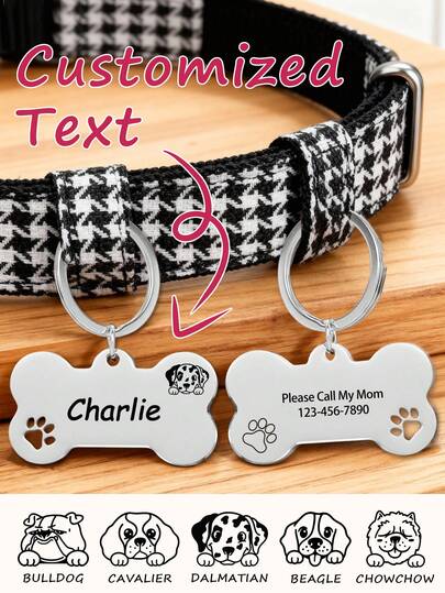 Ayotu Colgante de Placas de Identificación Personalizadas para Mascotas, Grabado Láser por Ambos Lados, Colgantes Personalizados de Identificación para Gatos, Perros, Cachorros y Mascotas con Diversos Diseños y Razas de Perros Disponibles, Etiqueta de Collar Accesorio para Mascotas, Colgante con Forma de Hueso con Brillo, Regalo Perfecto para tu Mascota, Etiqueta de Identificación para Perros, para Cachorros, Mascotas y Amigos Peludos, Adecuado para Ella/Él, Hermosos Regalos Conmemorativos para Papá en el Día del Padre