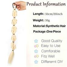 Synthetic Long Twist Braid Ponytail Extensions With Rubber Band 20 Inch Boxing Braided Hair Extensions For Women Daily Use - Multicolor - View 6