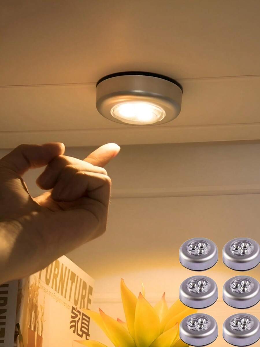 Cordless LED Cabinet Lights, Touch Switch, Easy Installation; LED Lighting Night Light, AAA Battery Powered, Suitable For Cabinet, Stairs, Bedside, Kitchen, Desk And Other Scenes