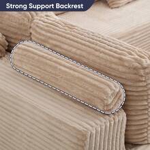 Puremind 136''U-Shape Upholstered Couch, Modular Sectional Sofa Couch,Modern Minimalist Couches,Deep Seat Corner Couch With Movable Ottoman,Beige - 米色 - 查看 9