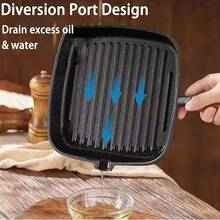 Grill Pan Non Stick Griddle Frying Poring Lips Induction Skillet Cooking Steak - Black - View 8