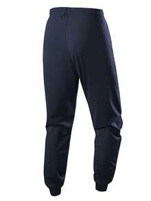 Plus Size Men's Autumn/Winter Drawstring Sweatpants, Breathable Elastic Letter Print Casual Joggers - Blue - View 3