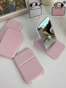 1PC Portable Makeup Mirror, Made Of Polyurethane Leather, Foldable Travel Mirror, Suitable As Gift, Travel Essential, Cosmetics, Easy To Store Birthday Gifts Graduation Home Decor Back To School Room Decor School Supplies | Mirror, Travel Essentials, Mini Mirror, Makeup Bag Essential, Compact Mirror, Small Mirror, Vanity With Mirro(Pink) - Pink - View 1