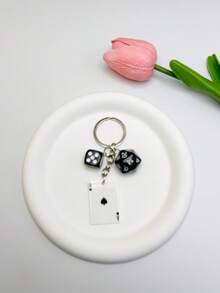 热销简约扑克牌红心黑桃钥匙扣亚克力气质网红创意小众吊坠情人节母亲节小礼物背包挂件、汽车挂件、万圣节饰品、教师节礼物 - 彩色 - 查看 8