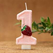 1 pieza Vela de cumpleaños con número ritual, vela decorativa de fresa para pastel, vela con número de purpurina rosa 0-9, adecuada para pastel de cumpleaños, fiesta grande de vacaciones, adecuada para hombres y mujeres - Rosa - Ver 17