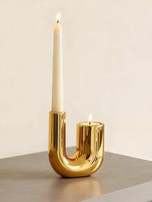 1个奢华金色陶瓷烛台，创意设计，烛光晚餐道具，烛台，节日派对餐桌家居装饰