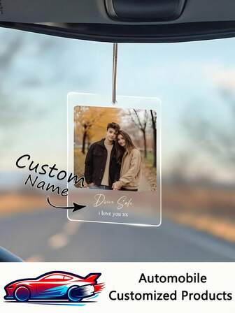 Personalized Photo Car Decor, Acrylic Car Photo Hanger, High-Quality Photo, Perfect Gift For Husband, Father, First Car, Men's Mirror Hanging Gift