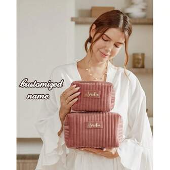 Personalisierte Samt-Kosmetiktasche - kann mit Ihrem Namen angepasst werden, Brautjungferngeschenk, Weihnachtsgeschenk (für sie) oder Reise-Kulturtasche