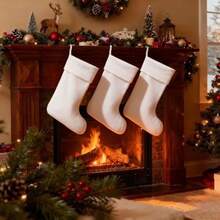 Paquete de 3 medias blancas de Navidad de 18 pulgadas, suaves calcetines de Navidad para Navidad, Navidad, regalo para colgar en la chimenea(default) - Multicolor - Ver 5