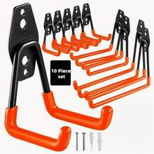 6pcs/10pcs Practical Storage Hooks, Garage Garden Tool Holders, Wall-Mounted Steel Hooks, Small U-Shaped Garden Hooks, Indoor Outdoor Storage Items, High Wall Bearing Hooks, Heavy Duty Garage Hooks, Wall-Mounted Bearing Storage Hooks