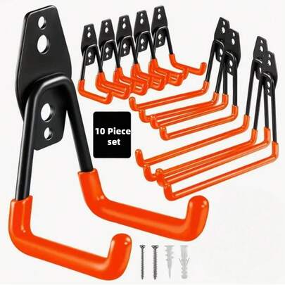 6pcs/10pcs Practical Storage Hooks, Garage Garden Tool Holders, Wall-Mounted Steel Hooks, Small U-Shaped Garden Hooks, Indoor Outdoor Storage Items, High Wall Bearing Hooks, Heavy Duty Garage Hooks, Wall-Mounted Bearing Storage Hooks