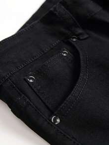 Men's Slim Fit Distressed Denim Jeans, Motorcycle Style Skinny Leg Pants - Black - View 4