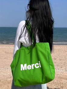 Girls' Pink Large Capacity Multi-Function Cute Student Canvas Shoulder Bag, Exclusive Summer Creative Design - Green - View 2