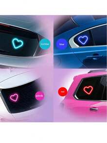 1pc Car Triangle Window Atmosphere Light, With Heart-Shaped Neon Light - Solar Powered, No Wiring Needed, 6 Lighting Modes Adjustable LED Lighting System, Also USB Chargeable, No Battery Required, Fits All Vehicles, Durable Plastic Structure, Modern Vehicle Decor, Car Window Lighting Upgrade - Multicolor - View 3