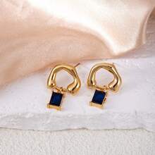 1pair Stainless Steel 18k Plated Pearl & Cubic Zirconia Earrings Suitable For Work, Party, Date - Pearl Ear-rings - View 5