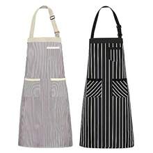NLUS 2 Pack Kitchen CooFKing Aprons, Adjustable Bib Soft Chef Apron With 3 Pockets For Men Women (FUmberss/Black),Brown2 - 布朗2 - 查看 1