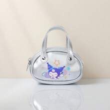 Miniso حقيبة حفلة مزركشة من سلسلة كورومي من ماركة ميني سو سانريو، حافظة سماعات أذن سانريو لسماعات AirPods، حقيبة سماعات رأس براقة وجميلة، إكسسوارات كرتونية للفتيات - فضي - مشاهدة 2