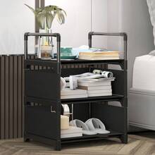 Modern Minimalist Nightstand , Nordic Style Small Wardrobe Organizer For Bedroom-Modern Simple Style 1pc Living Room Sofa Side Table - Small Apartment Bedside Cabinet - Multicolor - View 3