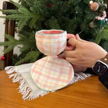 2个陶瓷咖啡杯，休闲水杯，牛奶杯，夏季饮具，厨房用品，家用厨具，生日礼物，手工不对称陶瓷咖啡杯碟套装，彩绘图案马克杯 - 多選 - 查看 16