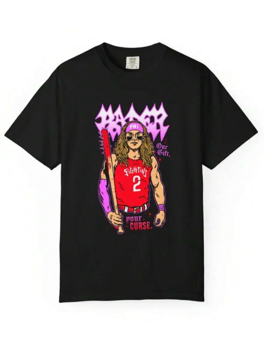 Bader Gift L Phillies Red October L Philadelphia L Unisex Tee L Design Philly Artist Brunofsky - Black - View 1