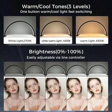 1pc LED Nail Lamp, Modern Crescent-Shaped Shaped Reading & Writing Desk Lamp, Beauty Nail Supplementary Light, USB Powered, 10-Level Dimming, 3 Light Color Modes, Suitable For Nail Art, Study, Living Room, Cabinet Decor, Thoughtful Mother's Day Gift - 彩色 - 查看 8