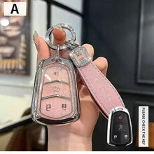 Funda para llavero de Cadillac para XT5 XT6 CT6 XT4 XTS CT5 SRX ATSL, cadena de llaves de coche de TPU sólido, de color, casual y linda, regalo para días festivos - Unitalla - Ver 1
