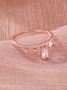 1 chiếc nhẫn vương miện Zirconia thời trang đa năng, phong cách Châu Âu và Châu Mỹ, quà tặng cho phụ nữ vào ngày lễ tình nhân, ngày của mẹ, sinh nhật, tiệc tùng - Hoa hồng vàng - Xem 2