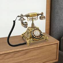 Antique Rotary Dial Telephone, European Style Vintage Working Landline Phone, Rotary Dial Phone Decor - 銅色 - 查看 2