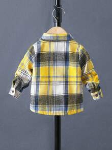 男童时尚秋季套装（2件套）：经典格子衬衫和舒适休闲牛仔裤 - 黃色 - 查看 4