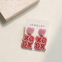 1 par de aretes largos de acrílico con corazón degradado y lunares estilo graffiti, regalo para mujeres, festivales de música y fiestas