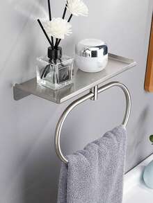 1个不锈钢毛巾环，椭圆形毛巾架，多功能卫生纸收纳架，适用于浴室和厨房，壁挂式毛巾杆/毛巾架，节省空间，现代浴室配件 - 彩色 - 查看 8