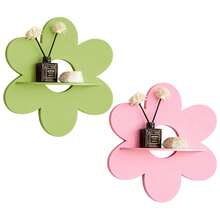 2Pcs Cute Shelf Pink Floating Shelves, Flower Shaped Green Floating Shelves Display Daisy Decor For Bathroom Livingroom Bedroom Shelves - 2pcs - 查看 2