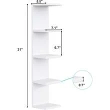 5 Tier White Lack Wall Shelf - Multi-Functional Display Organizer For Anime Figures  Pop Plants Makeup And Books 7.1" X 5.5" X 30.7" Space-Saving Floating Shelf For Home And Office - 2 - 查看 3