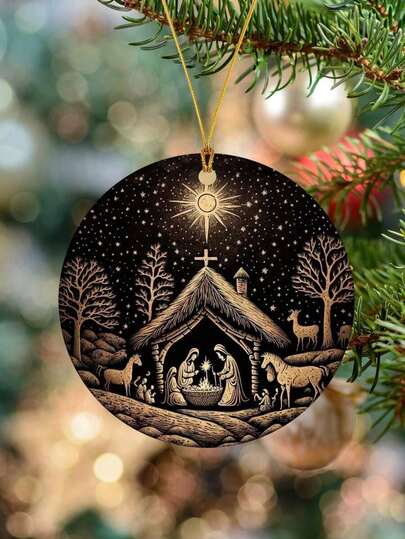 1pc Acrylic Christmas Nativity Scene Ornament, Suitable For Hanging On Tree Or Window As Home Decor, Commemorative Gift, Jesus Decoration, Room Decor, Wall Decor, Gift For Birthday, Graduation, Christmas