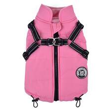 Dog Clothes Autumn/Winter Reflective Harness Back Zipper Design Pet Clothing Warm Jacket Adjustable Tail Small Dog Suitable - Pink - Pink - View 14