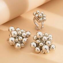 European And American Cross-Border Jewelry Earrings Metal Style Geometric Beaded Stud Earrings Women's Personality Versatile CCB Earrings - Nhẫn - Vàng 0762 - Xem 11